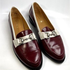 Sumissura Red Horsebit Loafer Oxblood floral leather Women Size EUR 39 US 8